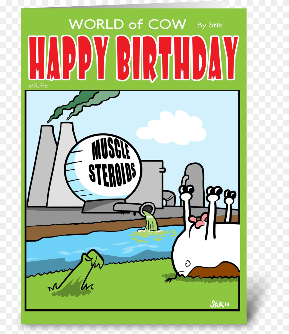 Grass Steroids Birthday Card Industrial Pollution In Cartoon, Book, Comics, Publication, Advertisement Png