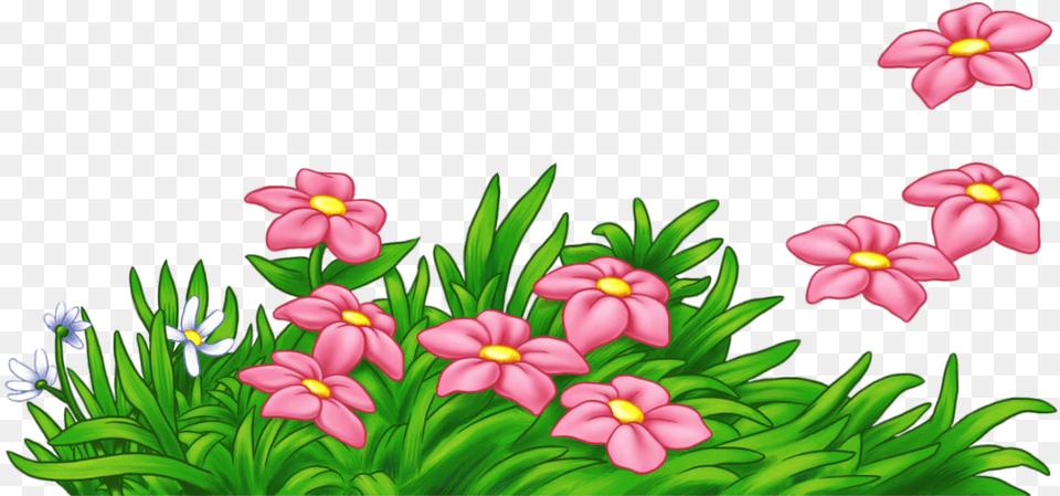 Grass With Flowers Clipart Flowers With Grass Clip Art, Floral Design, Flower, Graphics, Pattern Png