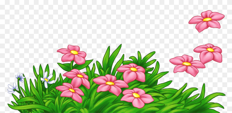 Grass With Flowers Clipart Flowers With Grass Clip Art, Floral Design, Flower, Graphics, Pattern Free Transparent Png