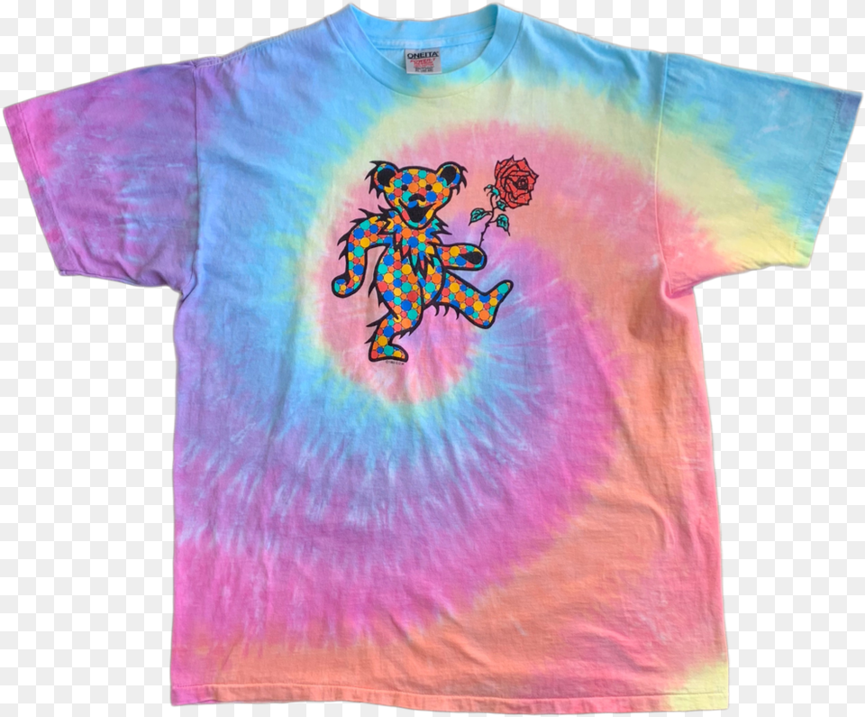 Grateful Dead Bear Rose Tie Dye Tshirt U2014 Animals, Clothing, T-shirt, Person, Baby Png