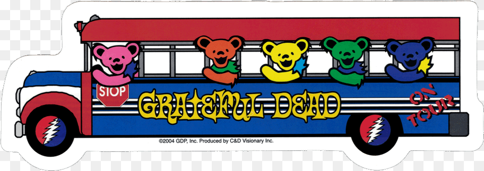 Grateful Dead Dancing Bears On The Bus Grateful Dead Bus Sticker, Animal, Vehicle, Transportation, Wildlife Free Png
