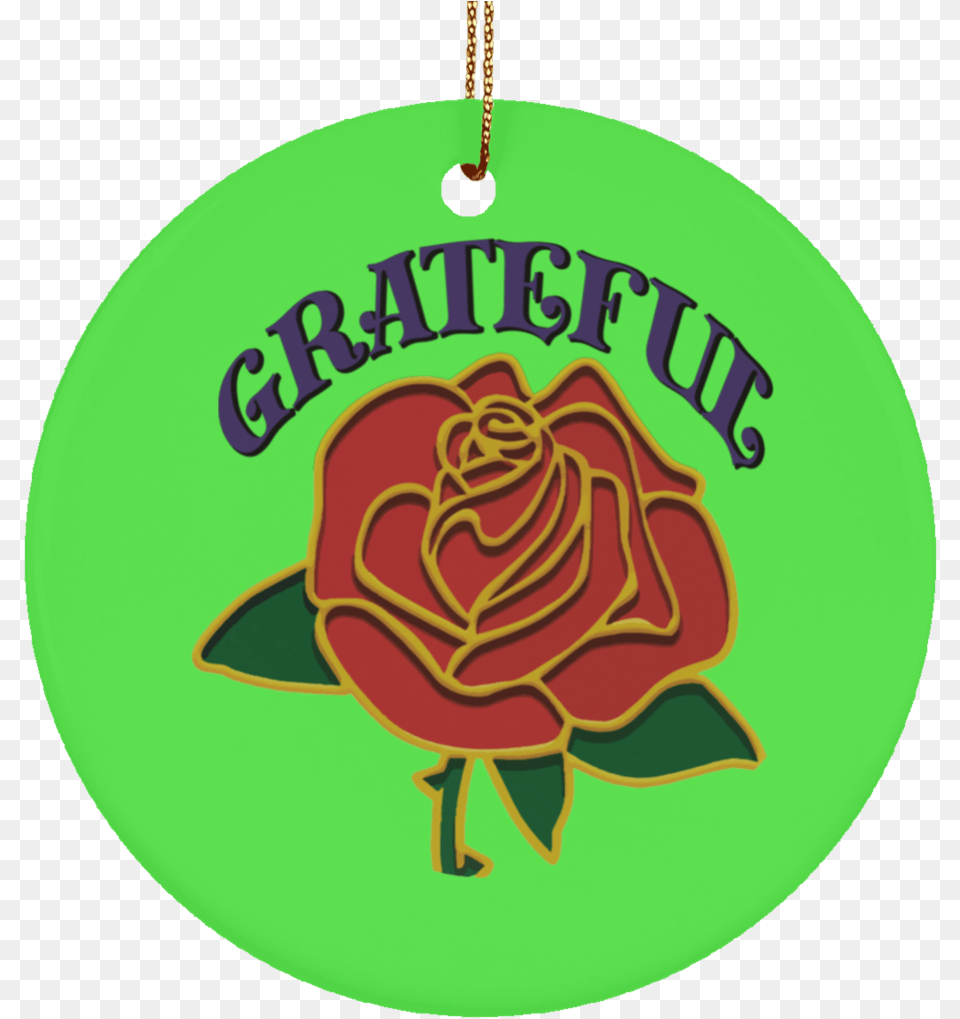Grateful Red Rose Ceramic Circle Tree Ornament Ham, Flower, Plant, Accessories Free Png Download