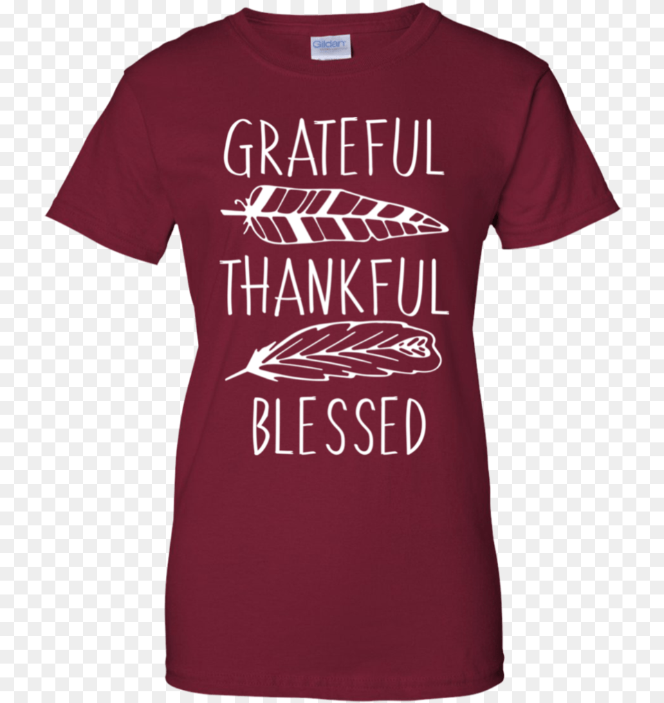 Grateful Thankful Blessed Feather T Shirt Active Shirt, Clothing, Maroon, T-shirt Png
