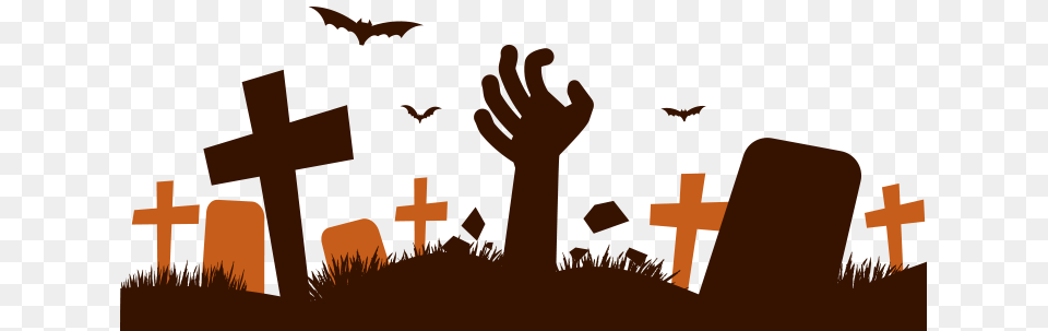 Grave And Zombie Hand Reaching Out Cemeteries Vector, Cross, Symbol, Kneeling, Person Png