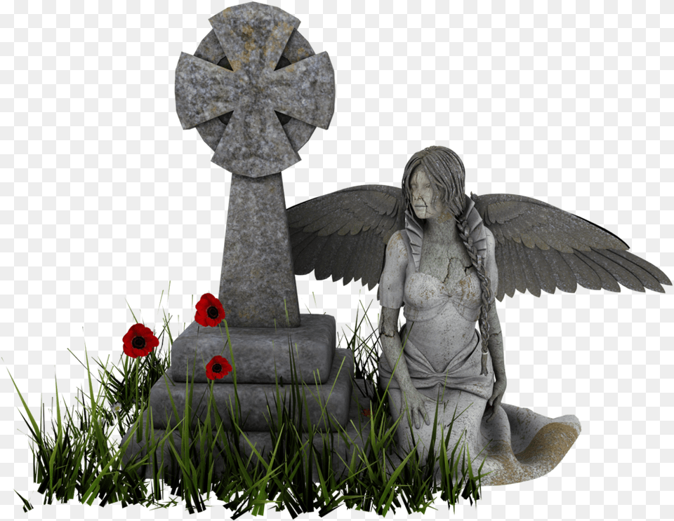 Grave Angels, Cross, Symbol, Person, Flower Free Png