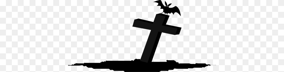 Grave With Bat Vector, Cross, Symbol Png