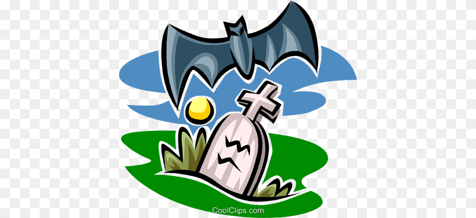 Gravestone And Bat Royalty Free Vector Clip Art Illustration, Logo, Symbol, Animal, Fish Png Image