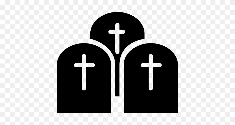 Graveyard Graveyard Cross Halloween Cross Icon With, Gray Png Image