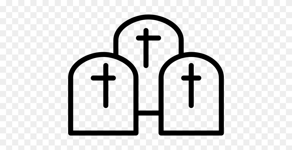 Graveyard Graveyard Cross Halloween Cross Icon With, Gray Png Image