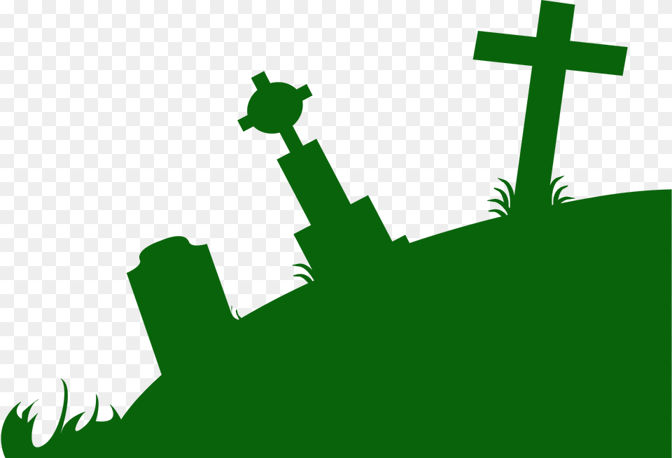 Graveyard Silhouette, Cross, Green, Symbol, Ship Png