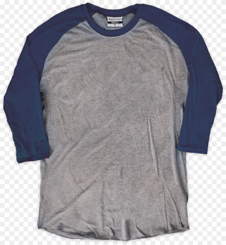 Gray Amp Navy Blank Raglan Tag Long Sleeved T Shirt, Clothing, Long Sleeve, Sleeve, T-shirt Free Png Download