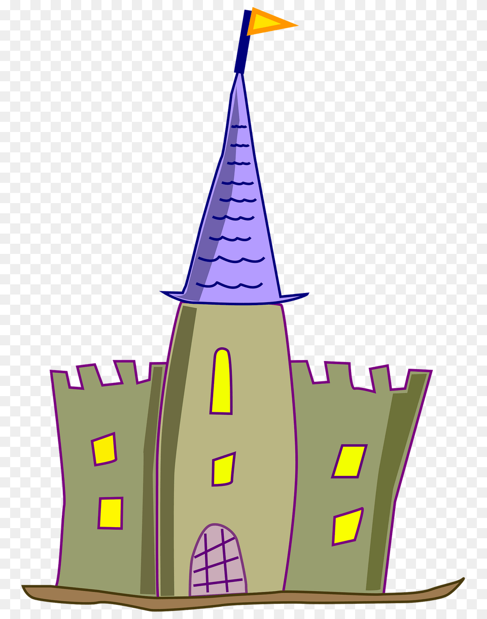 Gray Castle With Purple Roof Clipart, Architecture, Building, Spire, Tower Png