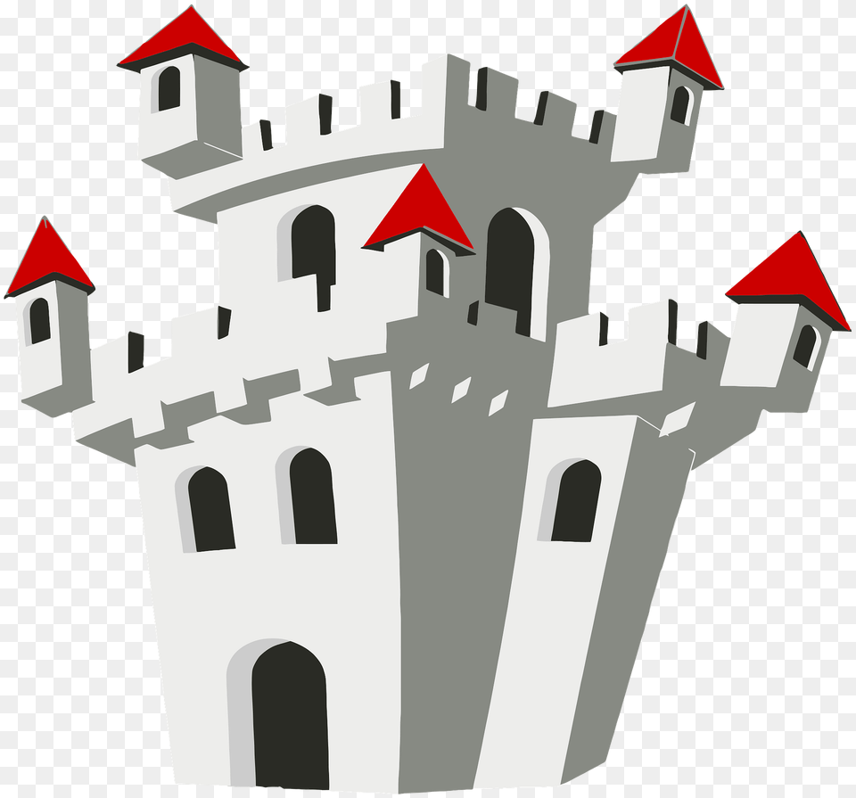 Gray Castle With Red Roof Clipart, Architecture, Building, Fortress, Cross Free Png Download
