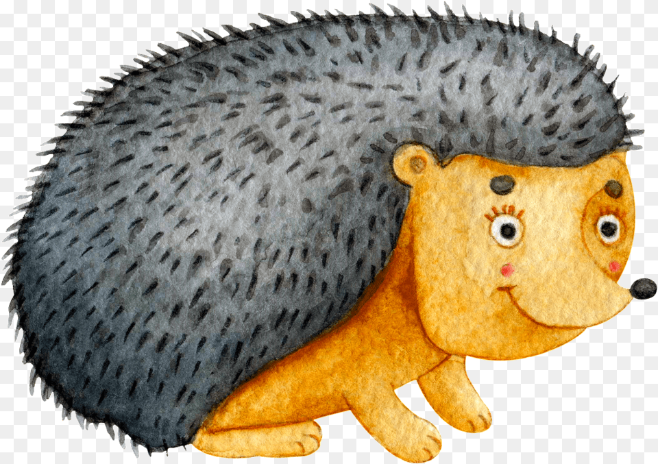 Gray Cute Hedgehog Hand Painted Transparent Hedgehog, Animal, Fish, Sea Life, Art Png Image