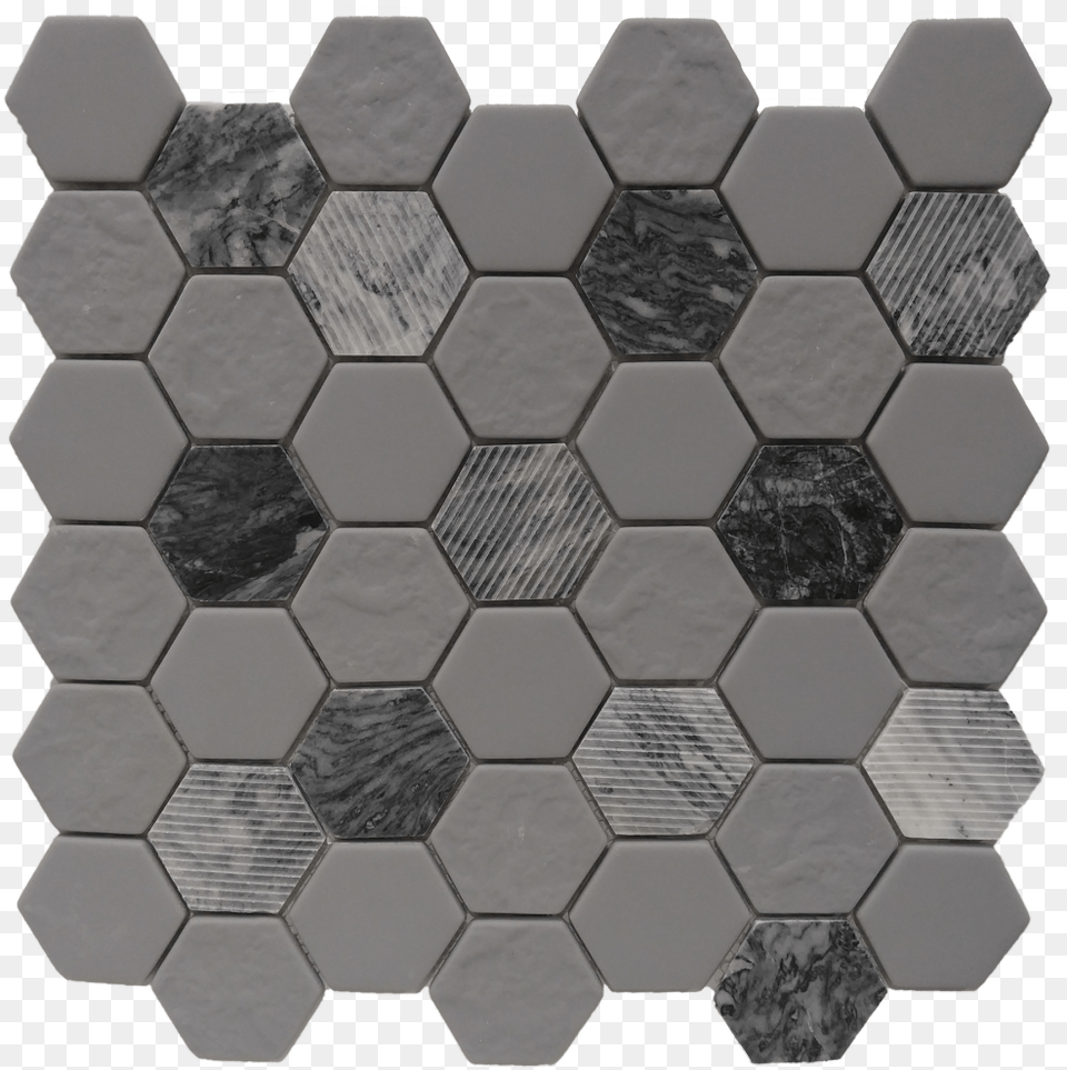 Gray Granite Hexagon Pattern Natural Stone Mosaic Tile Mosaic, Slate, Indoors, Interior Design, Floor Free Png