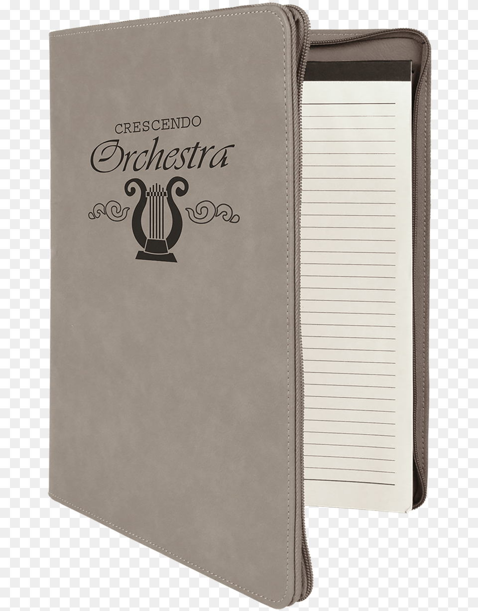 Gray Leatherette Portfolio W Zipper With Custom Laser Book, Publication, Diary, Page, Text Free Png