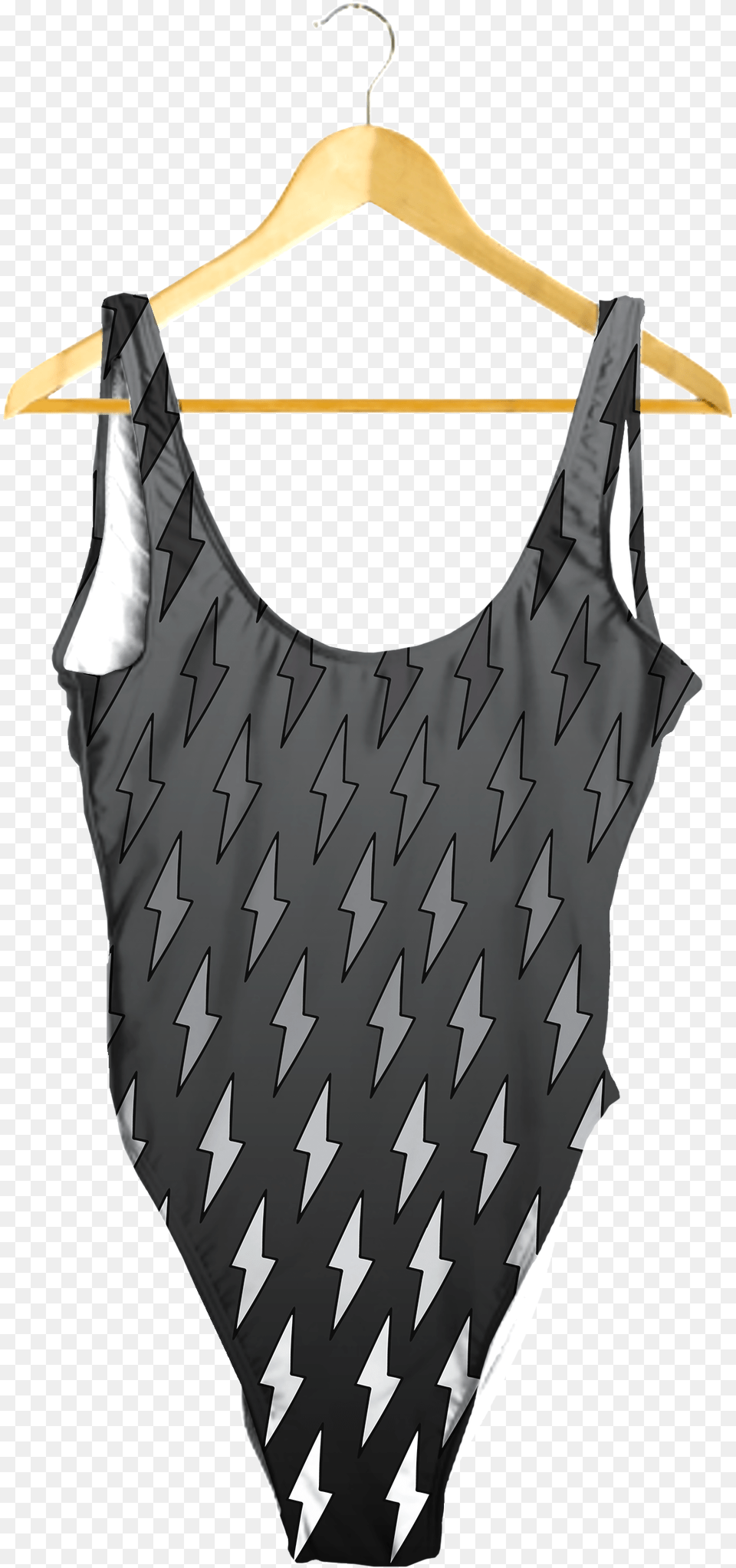 Gray Ombre Lightning Bolts One Piece Swimsuit, Blouse, Clothing, Vest, Dress Png Image