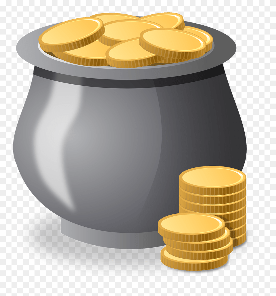 Gray Pot Filled With Gold Coins Clipart, Tape, Barrel Free Png Download