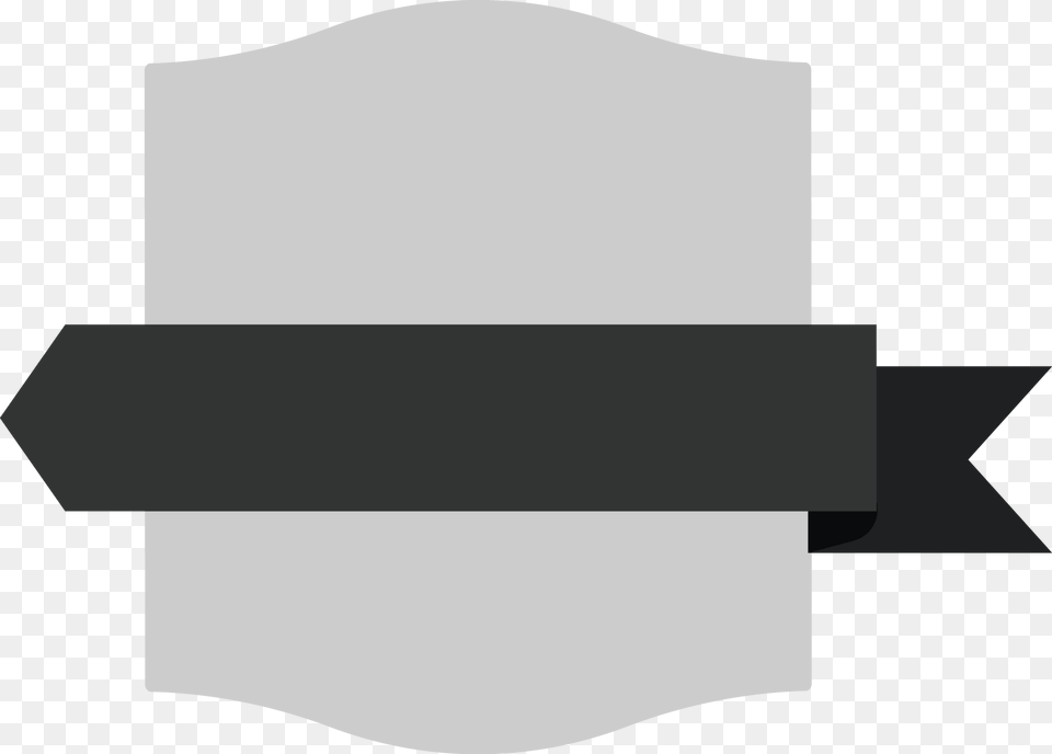 Gray Rectangle Shield Badge With Black Ribbon Png Image