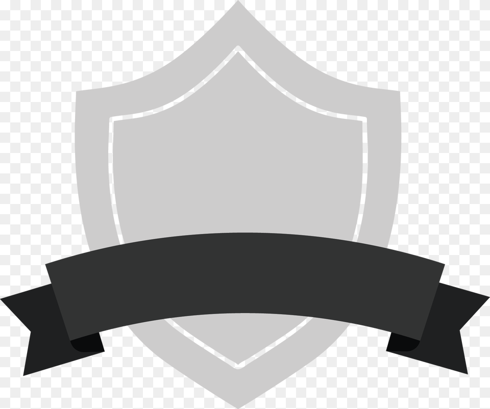 Gray Shield Badge With Black Ribbon Your Brand Here, Armor, Crib, Furniture, Infant Bed Free Transparent Png