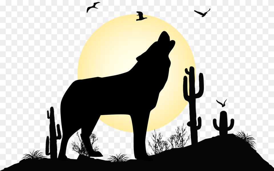 Gray Wolf Landscape Silhouette Illustration Parol Kim Jah Nomeko, Animal, Coyote, Mammal, Cat Free Png
