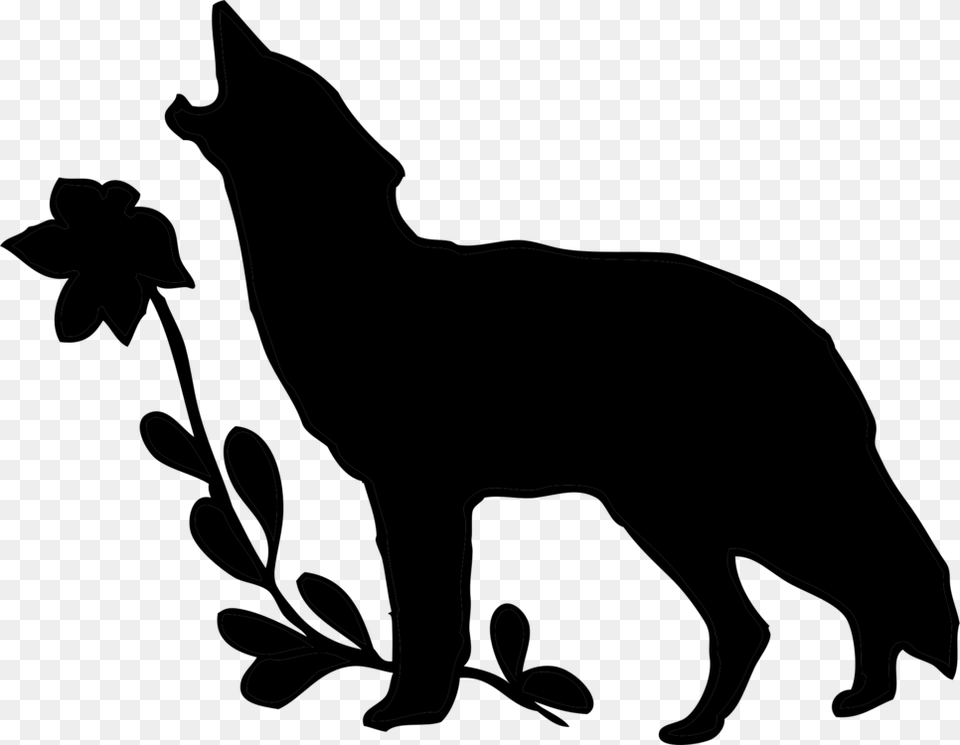 Gray Wolf Silhouette Coyote Drawing Black Wolf Free Png Download