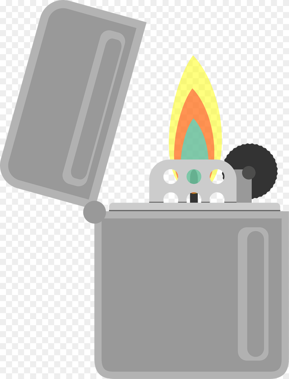 Gray Zippo Lighter Open With Flame Clipart Png Image