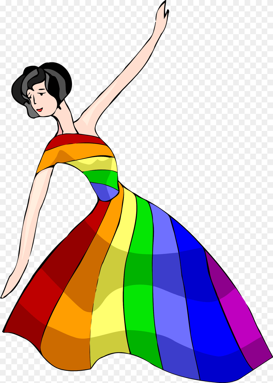 Great Dancer In Rainbow Dress Vector Clipart Rainbow Dress Clipart, Person, Dancing, Leisure Activities, Adult Free Transparent Png