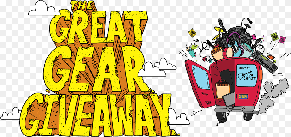 Great Gear Giveaway Logo With Truck Guitar Center, Book, Comics, Publication Png Image