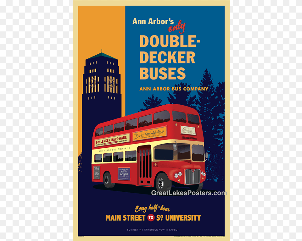 Great Lakes Posters Double Decker Bus, Advertisement, Poster, Transportation, Vehicle Free Png Download