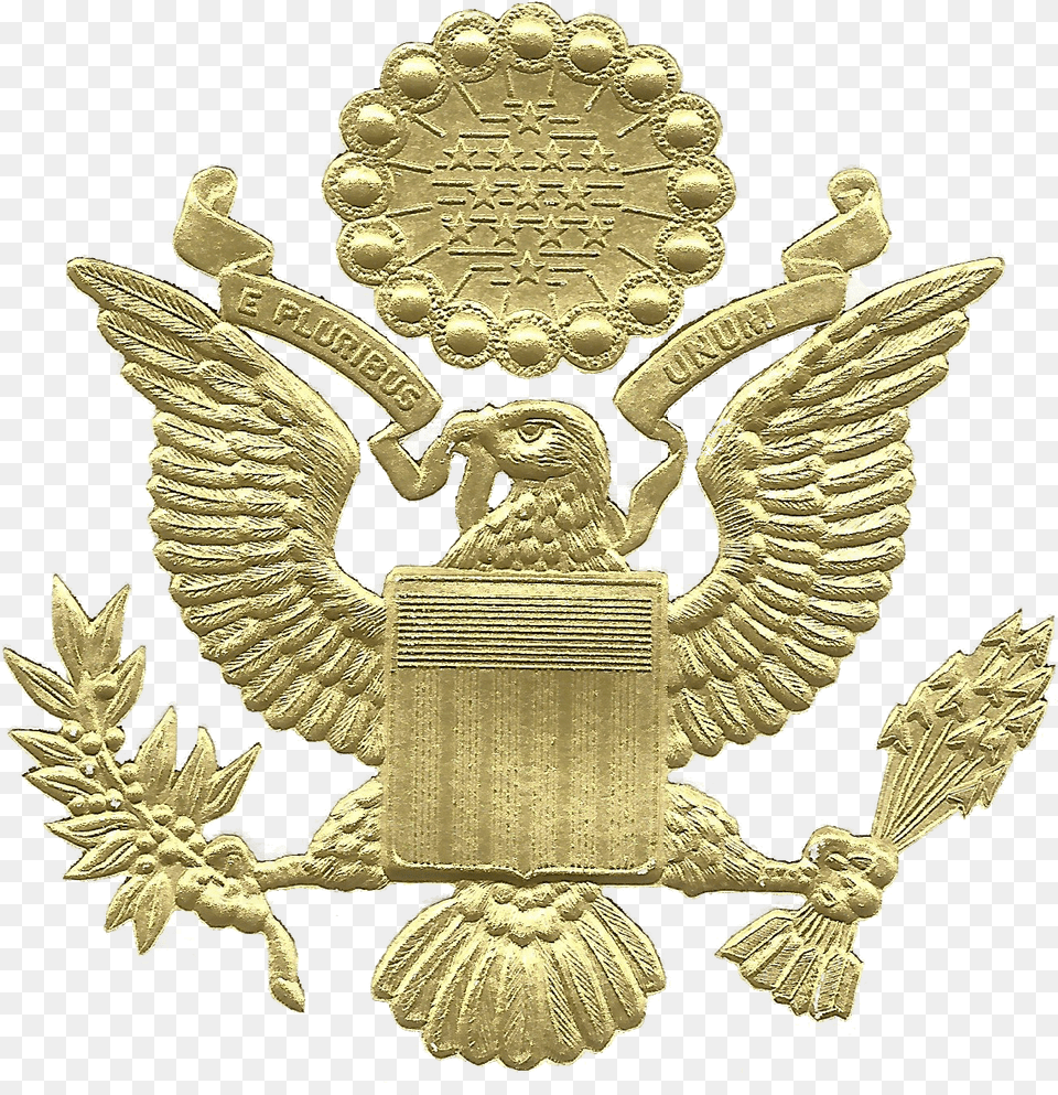 Great Seal Of The United States United States Gold Eagle Logo, Badge, Symbol, Animal, Bird Free Png Download