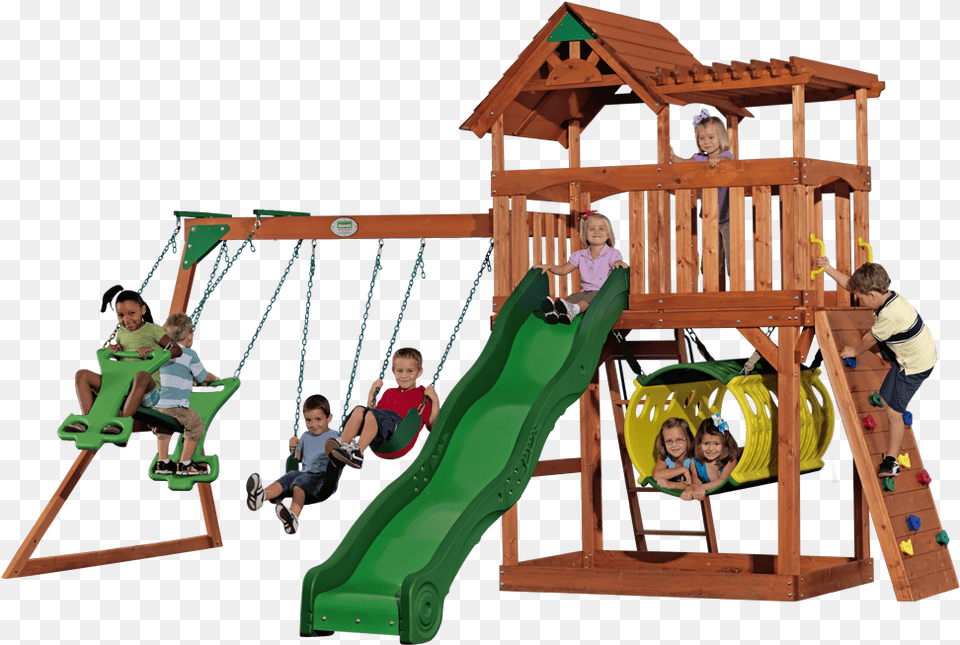 Great Swingset With Raised Fort Wood Roof Sun Porch Backyard Discovery Scottsdale Cedar Wooden, Baby, Play Area, Person, Male Free Png