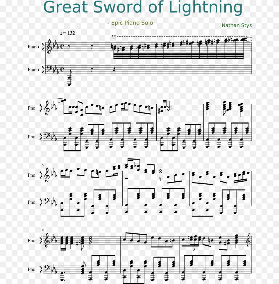 Great Sword Of Lightning Sheet Music Composed By Nathan, Page, Text Free Png
