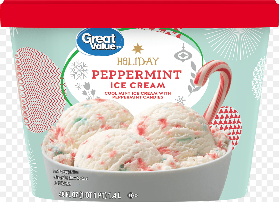 Great Value Peppermint Ice Cream, Dessert, Food, Ice Cream, Frozen Yogurt Free Png