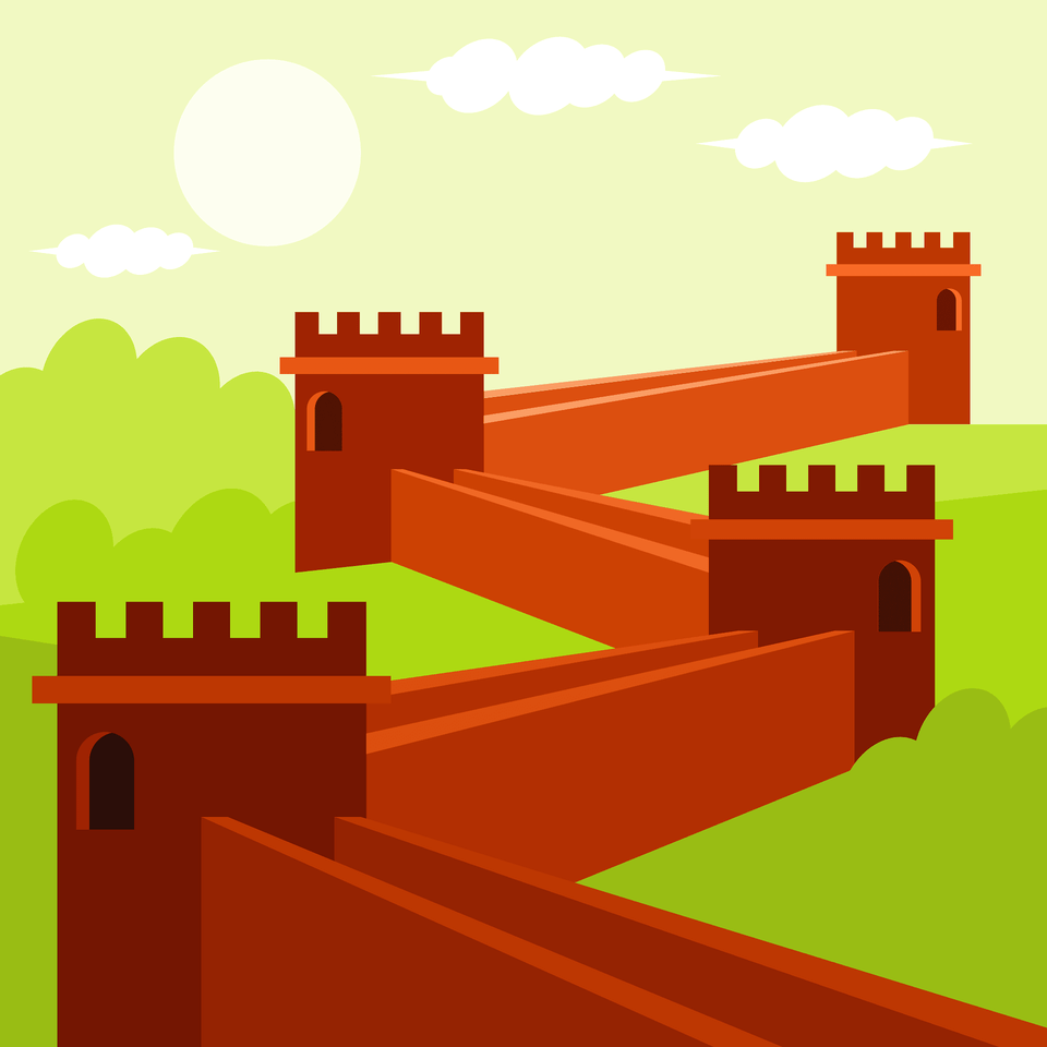 Great Wall Of China Clipart, Architecture, Building, Castle, Fortress Png