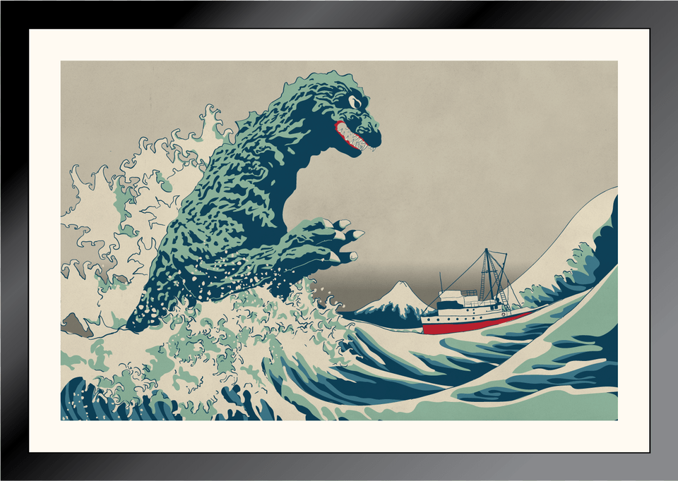 Great Wave Off Kanagawa With Godzilla, Water, Nature, Outdoors, Sea Free Transparent Png