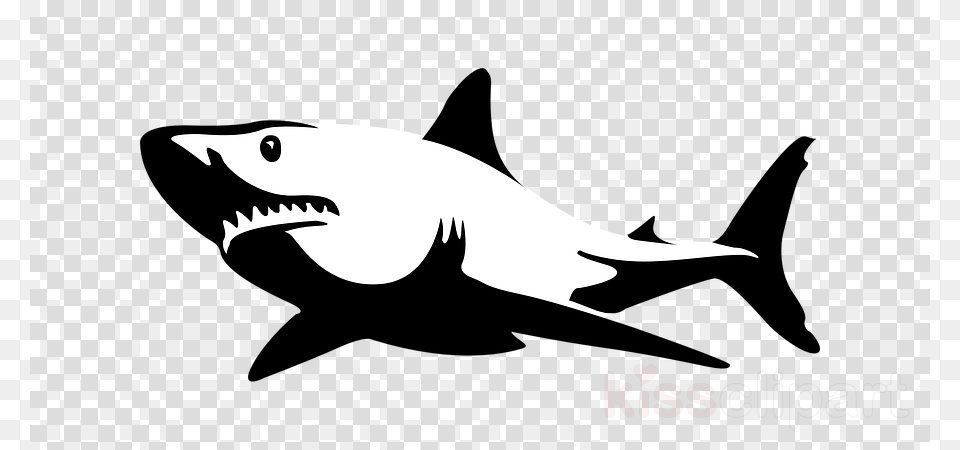 Great White Shark Black And White Clipart, Animal, Fish, Sea Life, Dinosaur Free Png