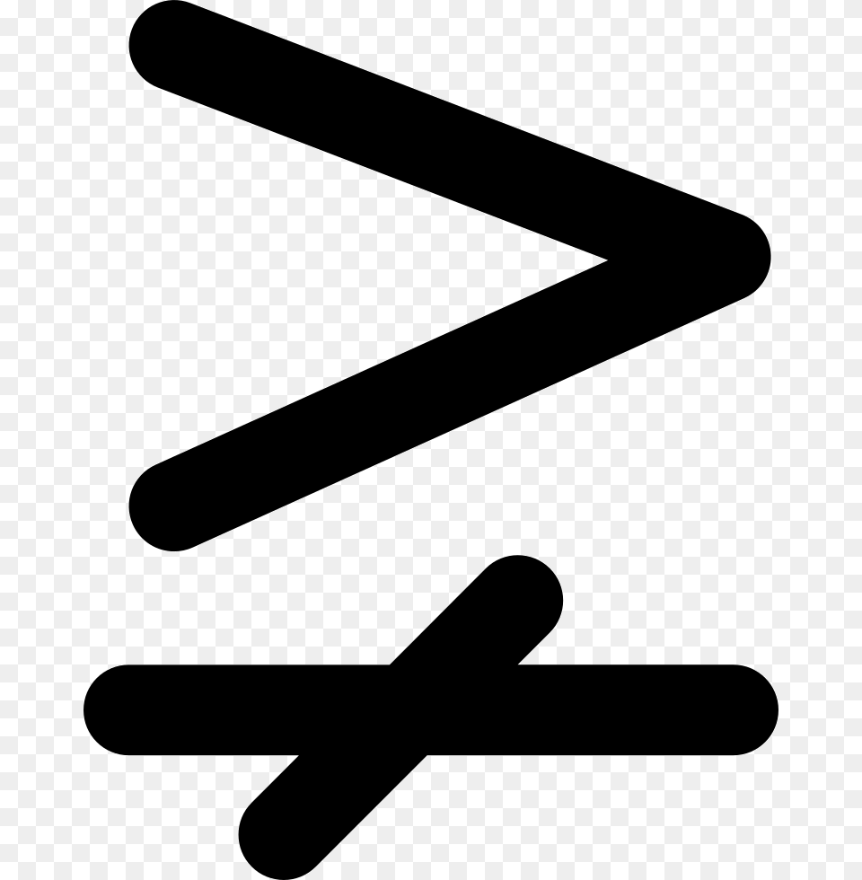 Greater Than And Single Line Not Equal To Maths Sign Greater Than Not Equal, Symbol, Road Sign, Blade, Razor Free Transparent Png