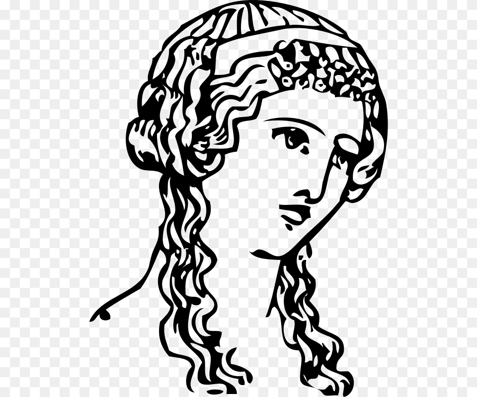 Grecian Hairdressing 13 Clipart Icon Greek Woman, Gray Free Transparent Png