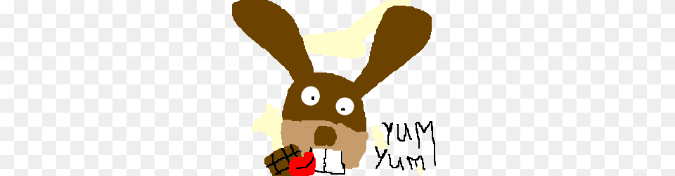Greedy Easter Bunny Eating Chocolate Drawing, Cream, Dessert, Food, Ice Cream Free Transparent Png