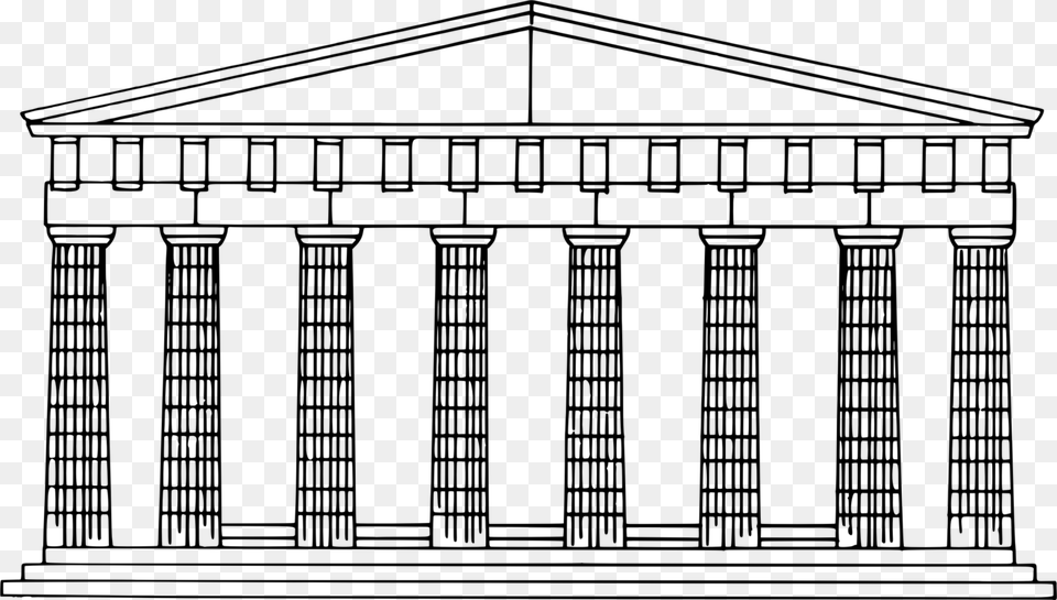Greek Architecture Greek Temple Clip Art, Gray Free Png Download