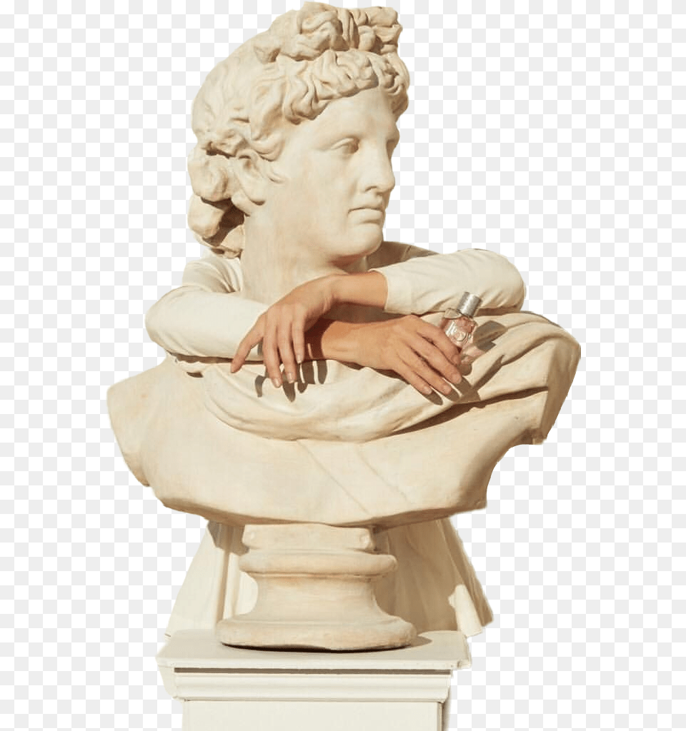 Greek Bust Aesthetic Statue, Art, Bottle, Cosmetics, Perfume Png Image