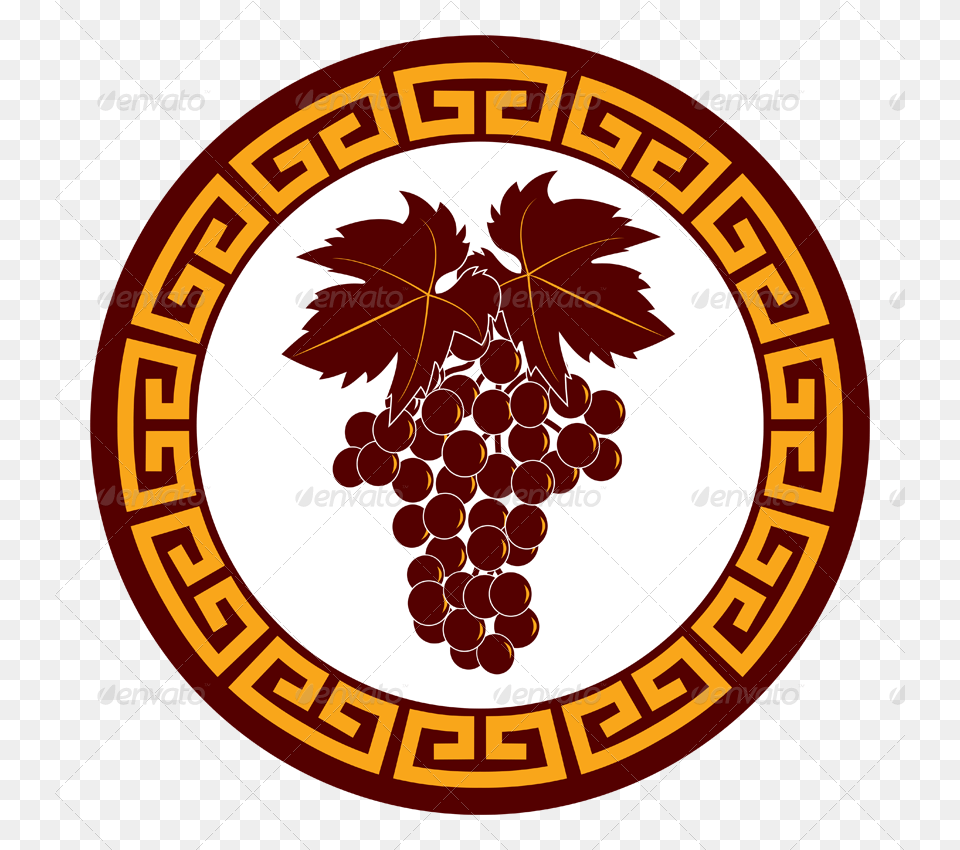 Greek Emblems Images05a Badge Termina Clock, Food, Fruit, Grapes, Plant Png