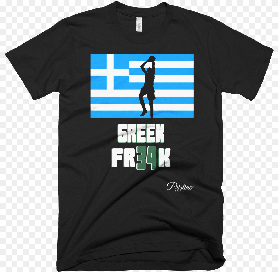 Greek Freak Giannis Antetokounmpo Tshirt Greek Fr34k T Shirt, Clothing, T-shirt, Person, Footwear Free Png Download
