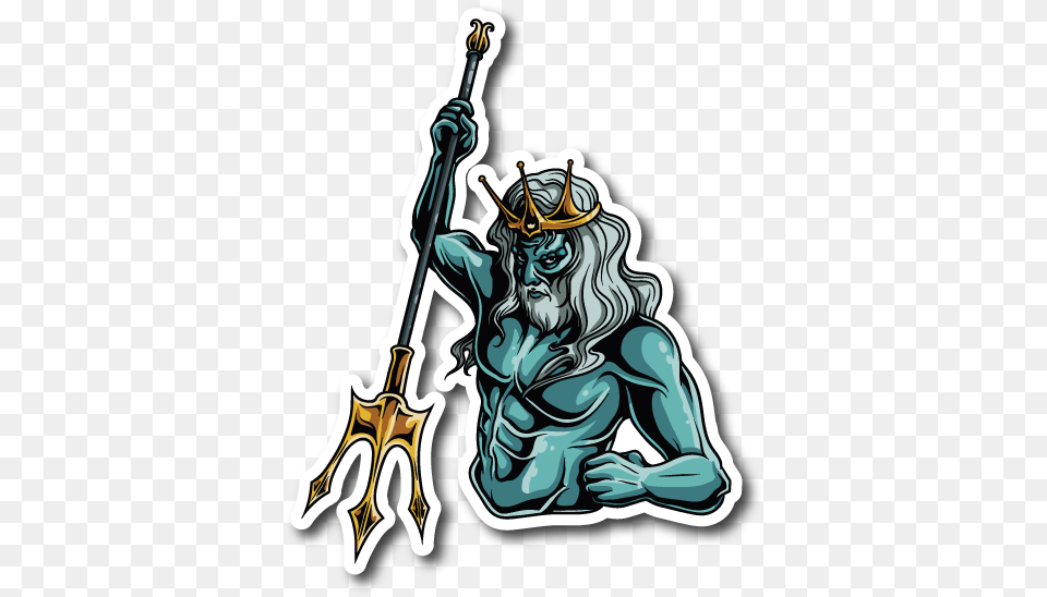 Greek God Poseidon Sticker Poseidon Decals, Weapon, Person, Trident, Face Free Png