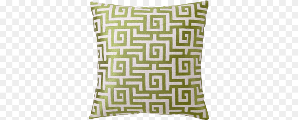 Greek Key Avocado Embroidered Linen Pillow Avocado Greek Key Embroidered Pillow, Cushion, Home Decor Free Transparent Png