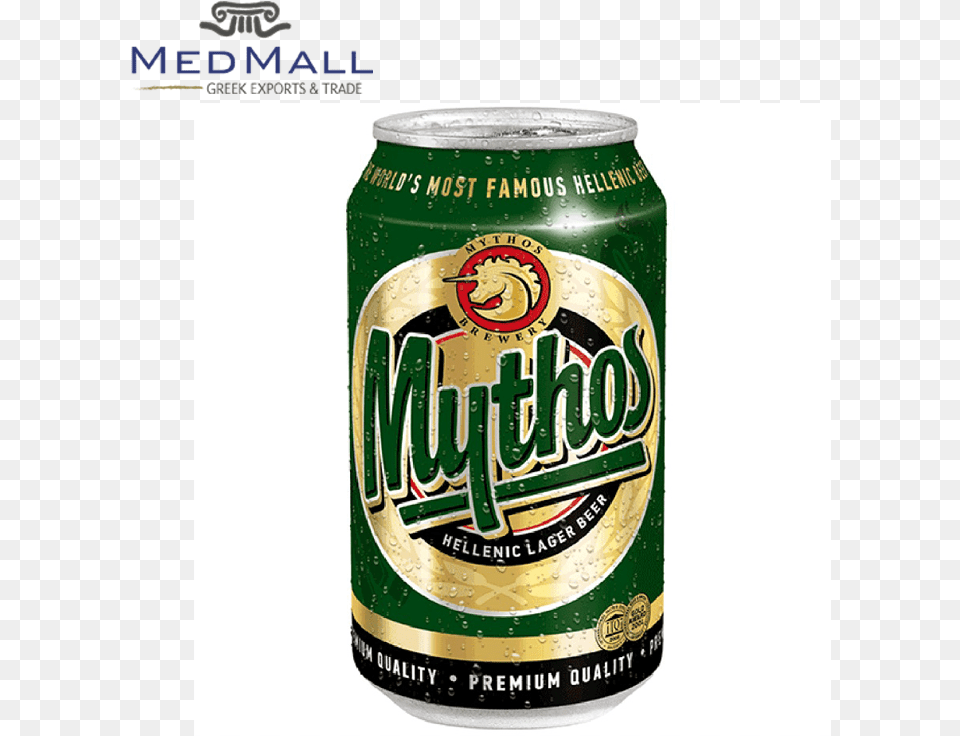 Greek Lager Beer In Metal Tin Can Packaging 24 Pieces Mythos Beer Can, Alcohol, Beverage Free Png Download