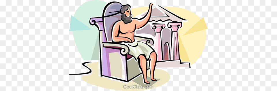 Greek Mythology Zeus Royalty Vector Clip Art Illustration, Person, Furniture, Face, Head Free Png Download