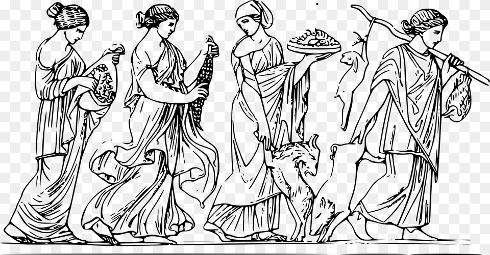 Greek People Woman Ancient Toga Animals Pig Poor People Ancient Greece, Gray Png