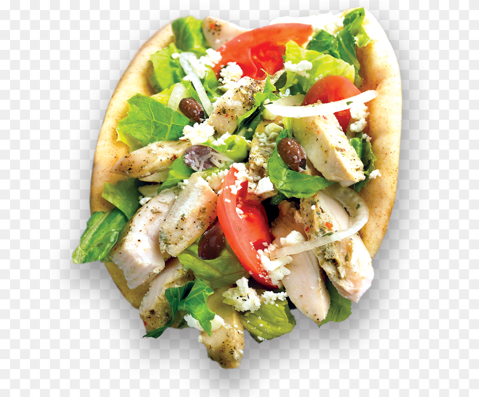 Greek Salad, Bread, Food, Pita, Plate Png Image